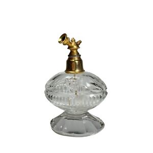 Vintage Art Deco Perfume Bottle Cut Glass Brass Fixtures Missing Atomiser