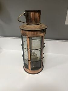 Vintage Copper Tone Oil Lantern Nautical Marine Style