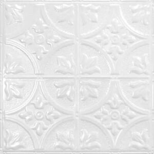 American Tin Ceilings Tile 2 X 2 Faux Tin Nail Up Mount Bright White Satin