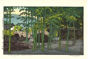 Yoshida Toshi Japanese Woodblock Print Authentic Bamboo Garden Asian Antique