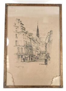 Antique 1924 Samuel Chamberlain Lithograph Rue Frederick Sauton Old Paris