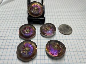 Lot Of 5 Vintage Czech Glass Mirror Back Buttons 1 