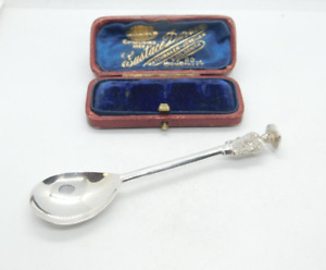 Sterling Silver Apostle Caddy Spoon Eagle Seal Top Antique 1921 Sheffield Deco