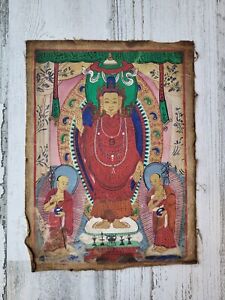 Mongolian Tibetan Antique Thanka Thangka Painting 19th C 