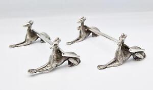 Rare Victoran Silver Plated Whippet Riding Crop Knife Rests C1890 Hunting