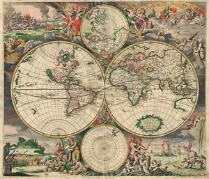 1689 Interesting Detailed Old World Exploration Map Poster 24x28