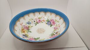 Antique Old Paris Hand Painted Floral 19th Century 14 Inch Bowl
