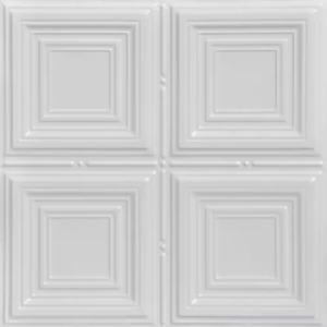 Cubism White 2 Ft X 2 Ft Decorative Tin Style Lay In Ceiling Tile 12 Pack
