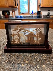 Vintage Chinese Diorama Wood Cork Art No 198 Made In People S Republic Of China