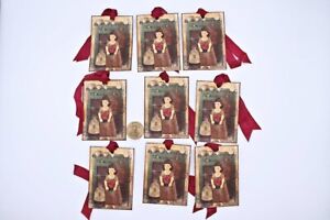 9 Primitive Fall Autumn Apple Harvest Girl Linen Cardstock Gift Hang Tags