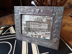 Antique Old Arts And Crafts Style Copper Plate Tin Photo Frame Reg Number