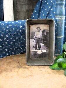 Very Small Antique Tin Toy Cake Pan Old Photo Print Buckets Of Eggs