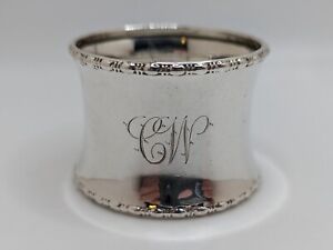 Antique English Sterling Silver Napkin Ring Cw Initials Engraving Circa 1900