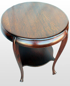 Antique Round Oak Small Table Or Lamp Table Size
