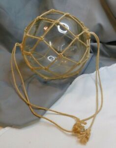 Antique North West Glass Clear Glass Fishing Floats Knotted Rope 6 Diameter