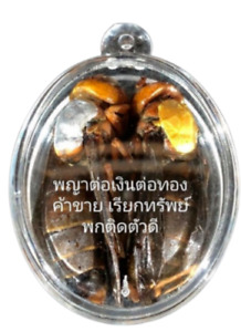Real King Amulet Wasp Couple Pendant Takrud King Thai Good Business Talisman