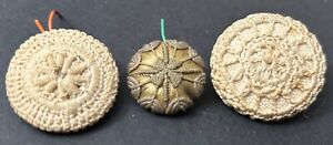 Variety Of 3 Vintage Antique Crochet Buttons 4004