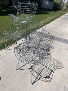 Vintage Four Knoll Bertoia Mid Century Modern Wire Side Chairs