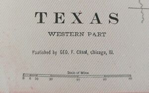 1902 West Texas Map 14 X22 Old Antique Original Eagle Pass Lubbock Sweetwater