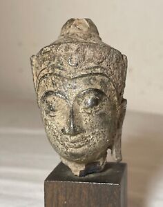 Rare Antique 14th Century Handmade Bronze Thailand Buddha Head Statue Fragment