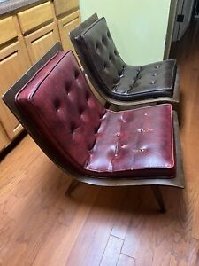 Set Of 2 Mid Century Carter Brothers Bent Plywood Scoop Chairs See Description