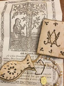 Reliquary Book Silk Early Xix Th Century Prayer Embroidery Engraving