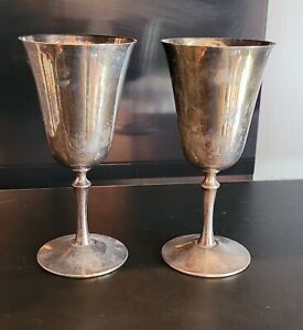 Vintage De Uberti Silver Plate Wine Goblets 6 3 4 Set Of 2