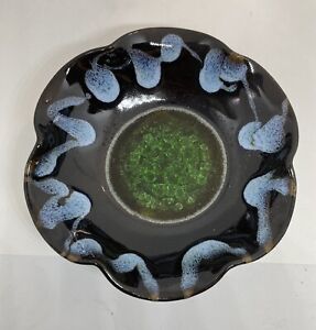 Chinese Jizhou Kiln Porcelain Black Glaze Green Agate Flower Shape Bowl