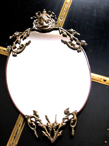 Vintage Brass Oval Mirror Wall Or Dresser Brass Cameo Floral Vine Metal Frame