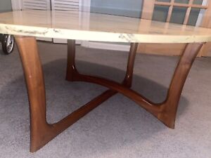 Adrian Pearsall Mcm Marble Top Walnut Base Coffee Table