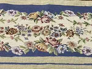 Antique Needlepoint Petit Point Piano Bench Cover Incomplete Made In Austria