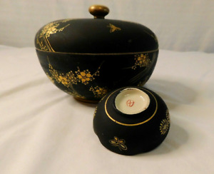 Satsuma Shimadzu Black Gold Nut Bowl Set Antique B7