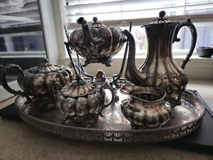 Antique James Dixon Sons Silver Plate 6 Pc Coffee Tea Service With Extras