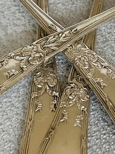 Silver Plate French Dessert Spoon Bows Ribbons 