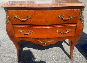 French Louis Xv Style Marble Bronze Mounted Commode Chest Antique Xv Collet