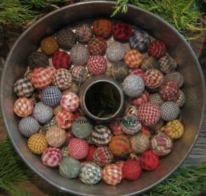 12 Handmade Mini Tiny Hand Wrapped Rag Balls Primitive Bowl Filler Tuck
