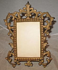 Ornate Victorian Open Scroll Edge Gold Gilt Iron Easel Picture Frame