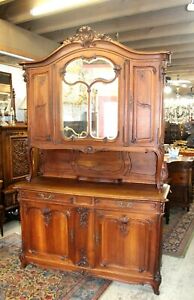 French Antique Walnut Louis Xv Buffet Cabinet