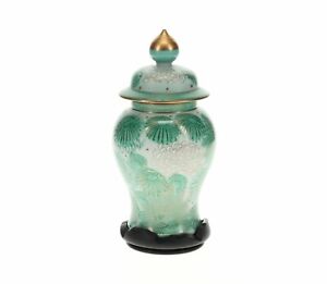 7 75 Qianlong Marked Japan Green Glaze Porcelain Ginger Jar Vase Pot Charity 