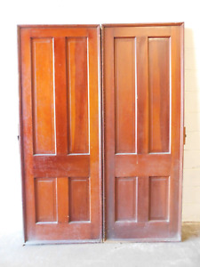 1890 S Antique Double Pocket Doors Four Raised Panels Victorian Style Fir Ornate