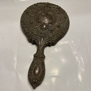 Antique Gorham Buttercup Sterling Silver Art Nouveau Hand Vanity Mirror