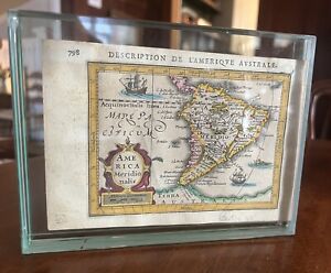 Rare Antique Map South America Hand Colored Vellum C 1618