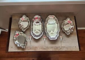 Vintage Silverplated Serving Dishes With Three Spoons 8 Pcs 