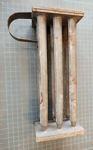 Antique Primitive 6 Tubes Holes Taper Candle Mold Metal With Handle Gwk1