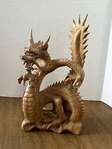 Wooden Carved Chinese Dragon Statue 6 75 