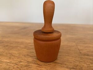 Vintage Miniature Wooden Butter Mold Press Or Butter Pat With Cherries Design