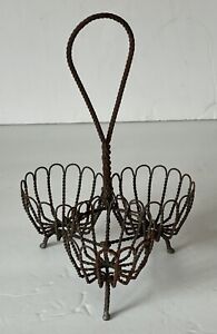 Primitive 3 Part Egg Basket Antique French Country Wire 8 1 4 