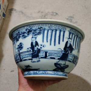 10 2 Qing Blue And White Porcelain The Ancients Look Red Crowned Crane Big Bowl