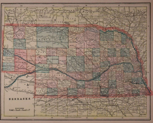 Antique Gaskell S Railroad County Atlas Map Nebraska Free S H