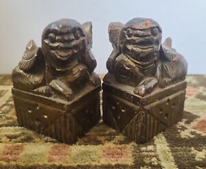 Antique 18th 19th Century Chinese Foo Dog Joinery Furniture Pieces Teak Wood